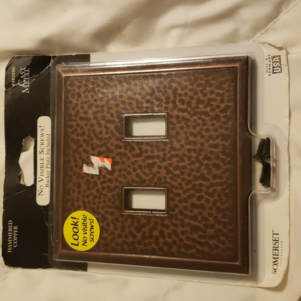 Hammered copper double switch plate nwt